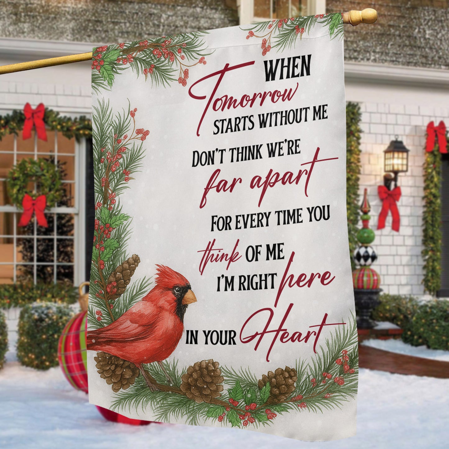 Christmas Garden & House Flag, When Tomorrow Srarts Without Me Yard Flag, Xmas Gift