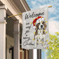 Tail-Wagging Holiday Welcome Beagle Dog Flag, Beagle Xmas Garden Flag & House Flag, Christmas Flag Gift For Dog Lovers