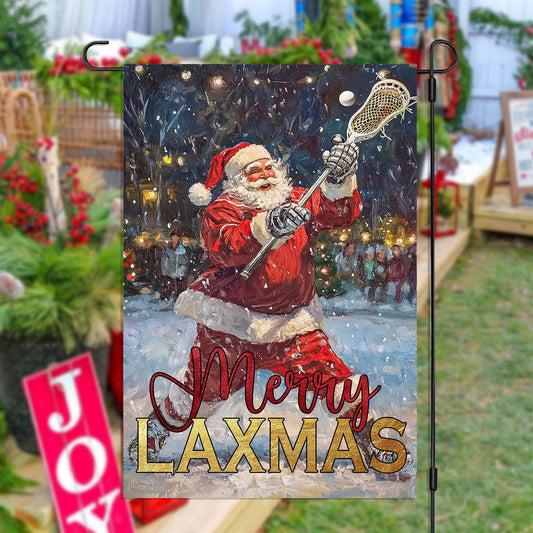 Vintage Christmas Lacrosse Garden Flag & House Flag, Merry Laxmas, Welcome Outdoor Decor, Xmas Yard Decor Gift For Lacrosse Lovers