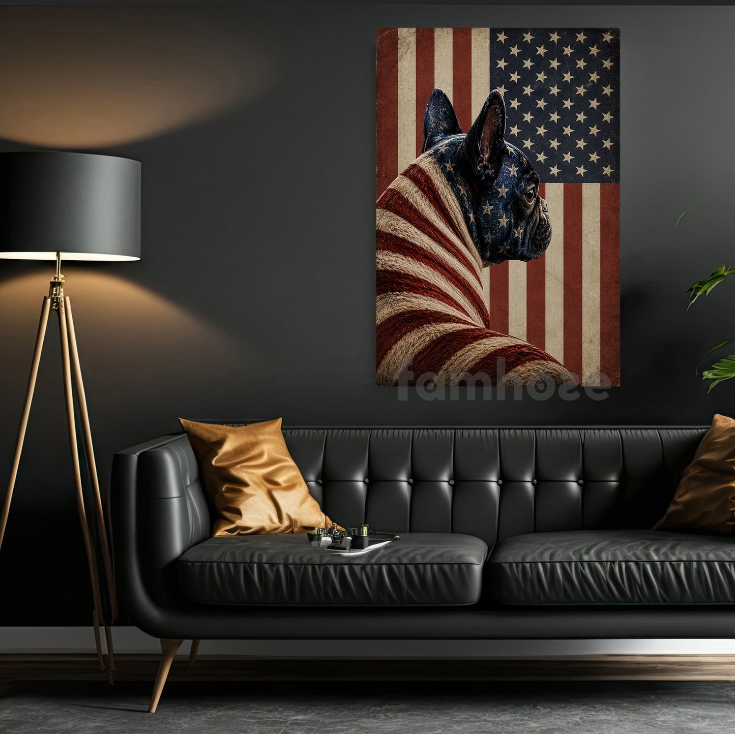 July 4th Frech Bulldog Canvas Painting, Stars Stripes And Snorts Wall Art Decor, Independence Day Poster Gift For Frech Bulldog Lover