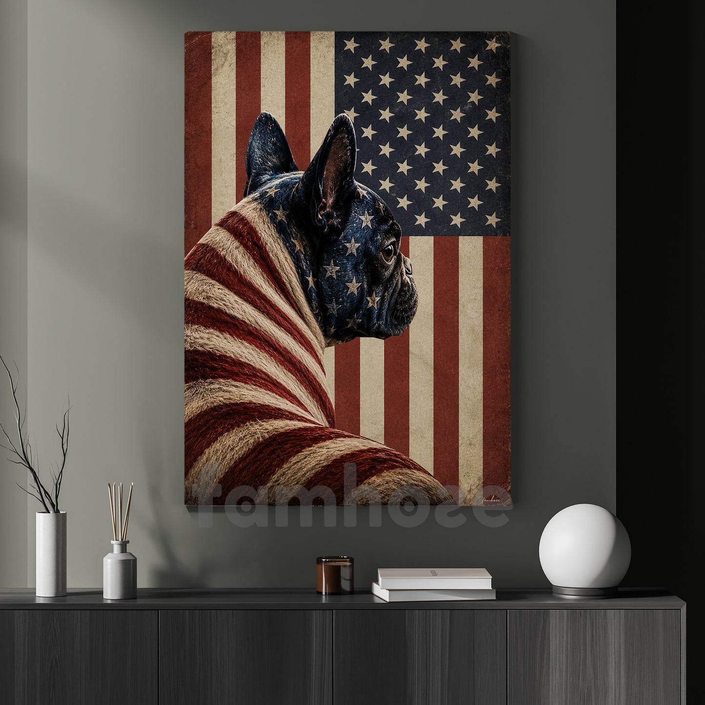 July 4th Frech Bulldog Canvas Painting, Stars Stripes And Snorts Wall Art Decor, Independence Day Poster Gift For Frech Bulldog Lover