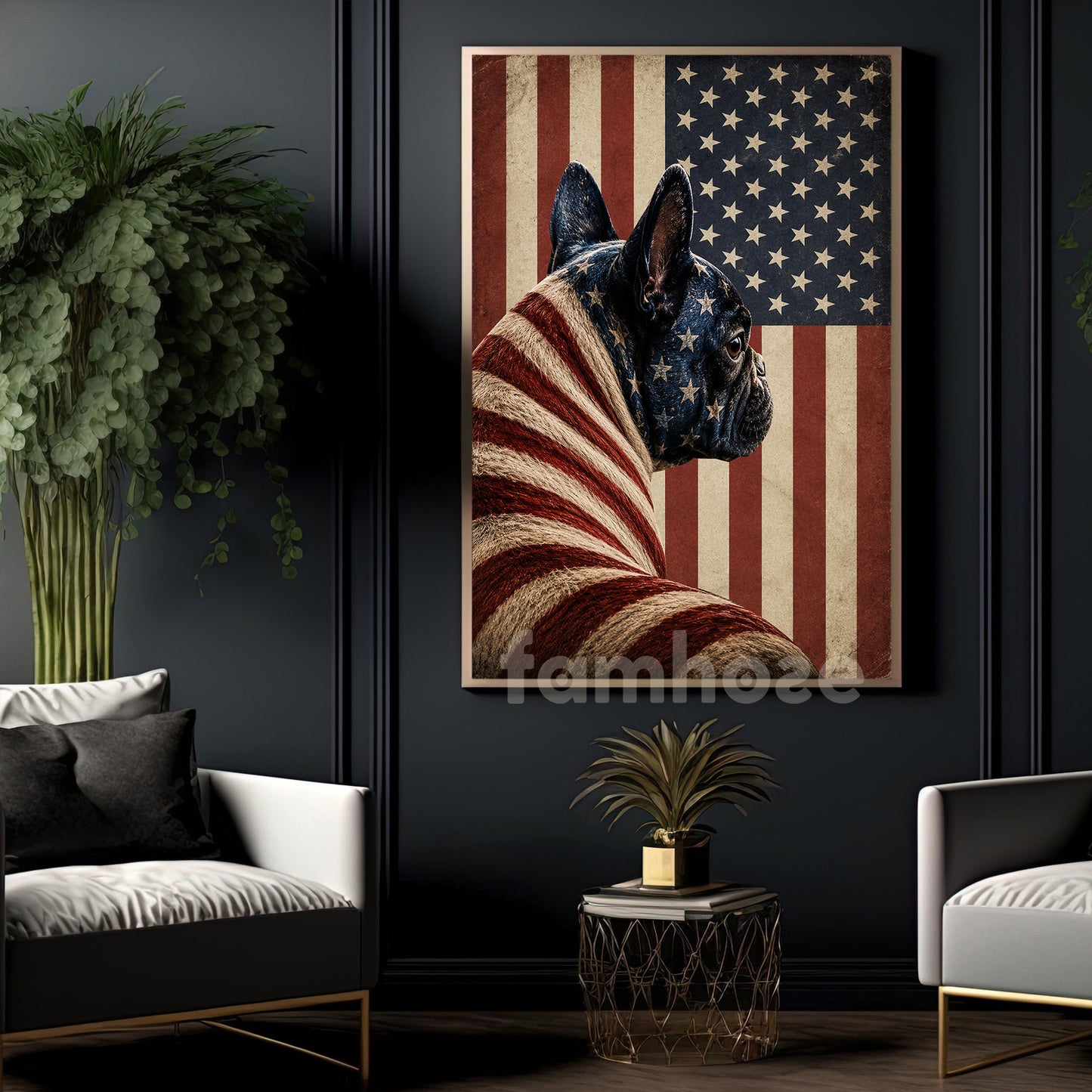 July 4th Frech Bulldog Canvas Painting, Stars Stripes And Snorts Wall Art Decor, Independence Day Poster Gift For Frech Bulldog Lover
