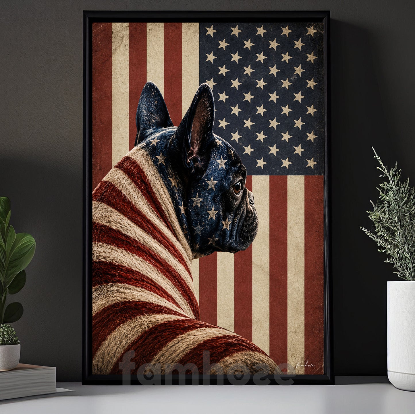July 4th Frech Bulldog Canvas Painting, Stars Stripes And Snorts Wall Art Decor, Independence Day Poster Gift For Frech Bulldog Lover
