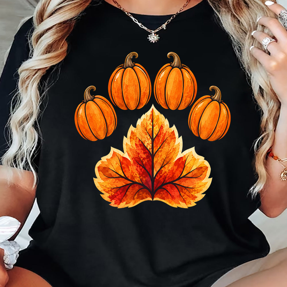 Thanksgiving Dog Paw T-shirt, Pumpkin Paws And Autumn Days Tees Fall Season Autumn Gift For Dog Lover