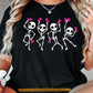 Pink Halloween & Breast Cancer Awareness T-shirt, Dancing Skeleton Pink Ribbon Tees Gift For Skeleton Lover