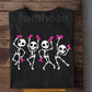 Pink Halloween & Breast Cancer Awareness T-shirt, Dancing Skeleton Pink Ribbon Tees Gift For Skeleton Lover