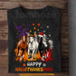 Halloween Thanksgiving Christmas Horse T-shirt, Happy Hallothanksmas Tees Spooky Season Gift For Horse Lover