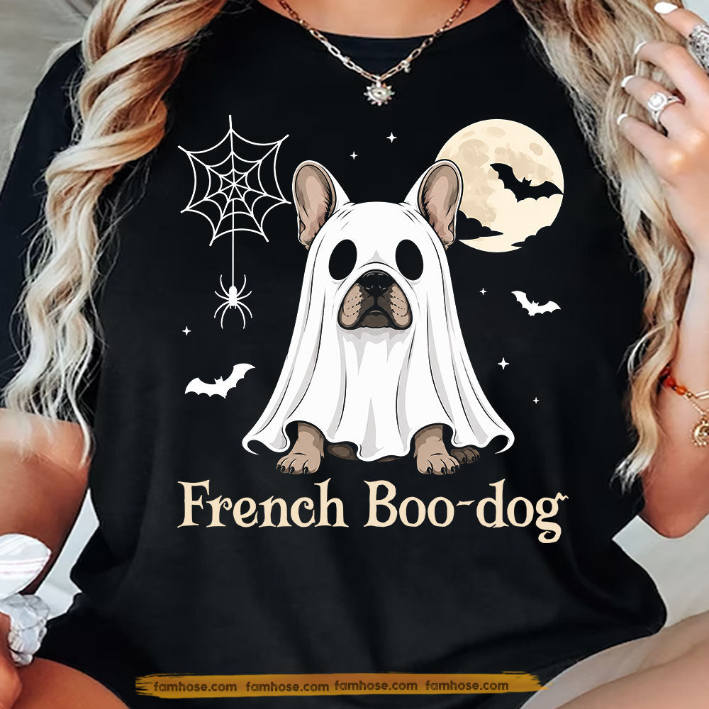 Cute Halloween French Bulldog Ghost T-Shirt, French Boo-dog Tees Spooky Season Gift For Dog Lover