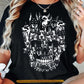 Halloween Dobermann Dog Skull T-Shirt, Gothic Dobermann Dog Graphic Tees Spooky Season Gift For Dog Lover