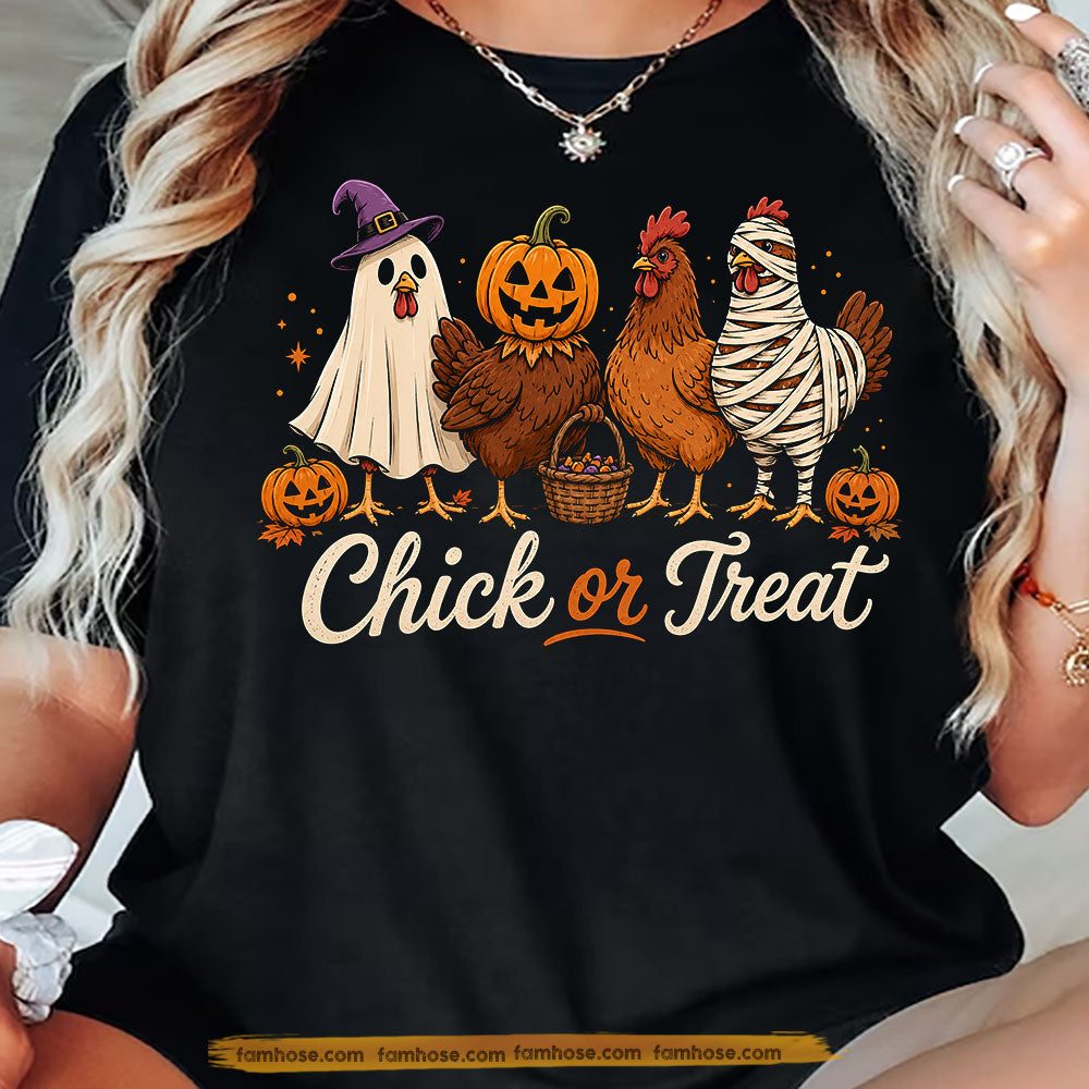 Funny Halloween Chicken T-Shirt, Chick Or Treat Tees Spooky Season Gift For Chicken Lover