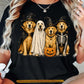 Halloween Golden Retriever Witch T-Shirt, Witch Ghost Skeleton Dog Costume Tees Spooky Season Gift For Dog Lover