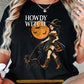 Halloween Western Cowgirl Witch T-Shirt, Howdy Witch Black Cat Tees Spooky Season Gift For Cowgirls