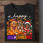 Thanksgiving Halloween Christmas Dog T-shirt, Happy Hallothanksmas Thankful Tees Spooky Season Gift For Dog Lover