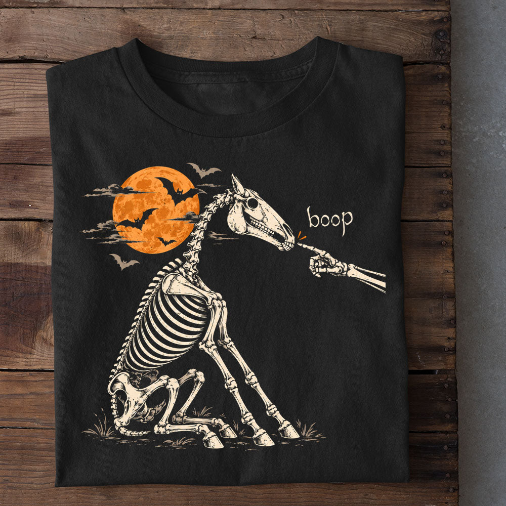 Halloween Horse Skeleton T-shirt, Boop The Bony Snoot Tees Spooky Season Gift For Horse Lover