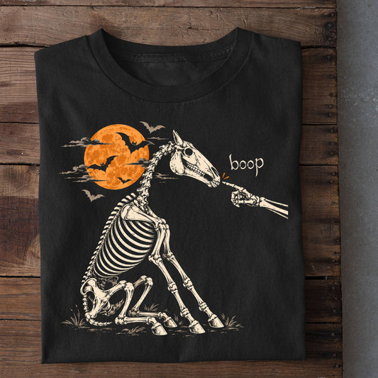Halloween Horse Skeleton T-shirt, Boop The Bony Snoot Tees Spooky Season Gift For Horse Lover