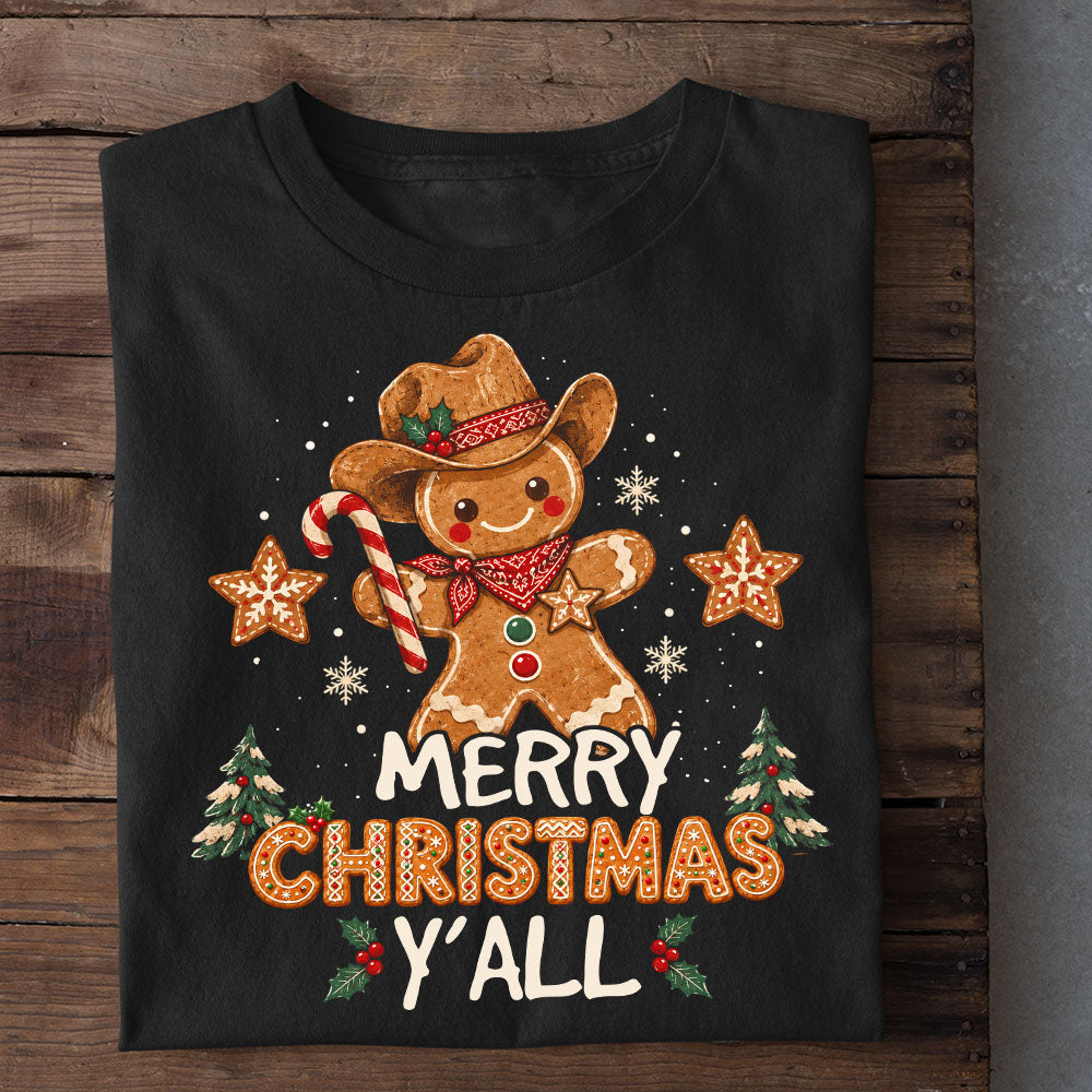 Merry Christmas Y'all Cowboy Sweatshirt, Giddy Up Gingerbread Crewneck Sweatshirt Xmas Gift For Cowboy Lover