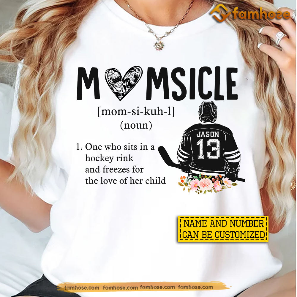Personalized Hockey Mom Son T-shirt, Momsicle Sport Tee Mother's Day Gift For Mom From Hockey Boy