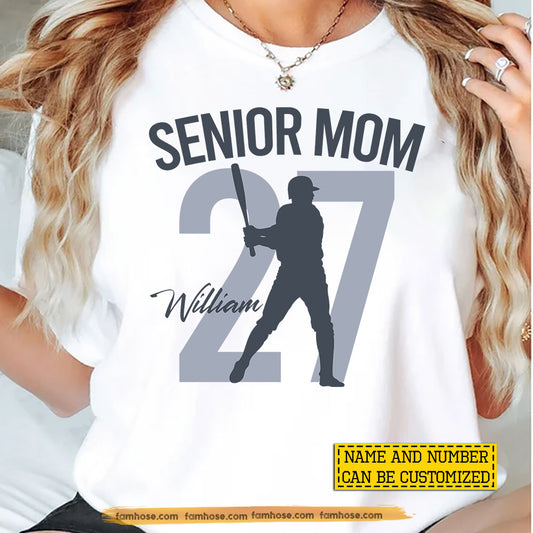 Personalized Baseball Mom T-shirt, Senior Mom Sport Tees Mother's Day Gift For Baseball Lovers