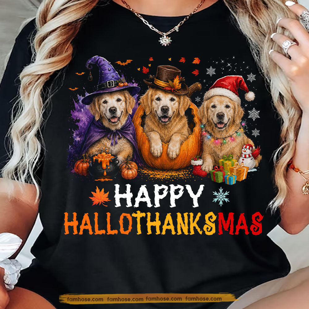 Halloween Golden Retriever Witch T-Shirt, Happy Hallo Thanks Mas Costume Tees Spooky Season Gift For Golden Retriever Dog Lover