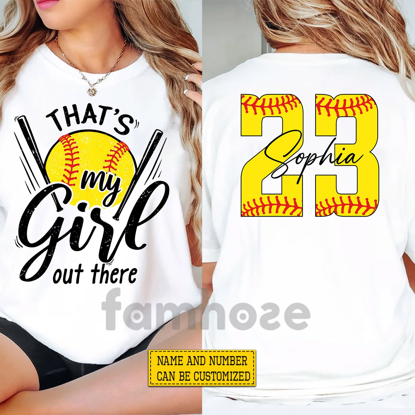 Personalized Softball Two-sided T-shirt, That's My Girl Tees Gift For Softball Lovers