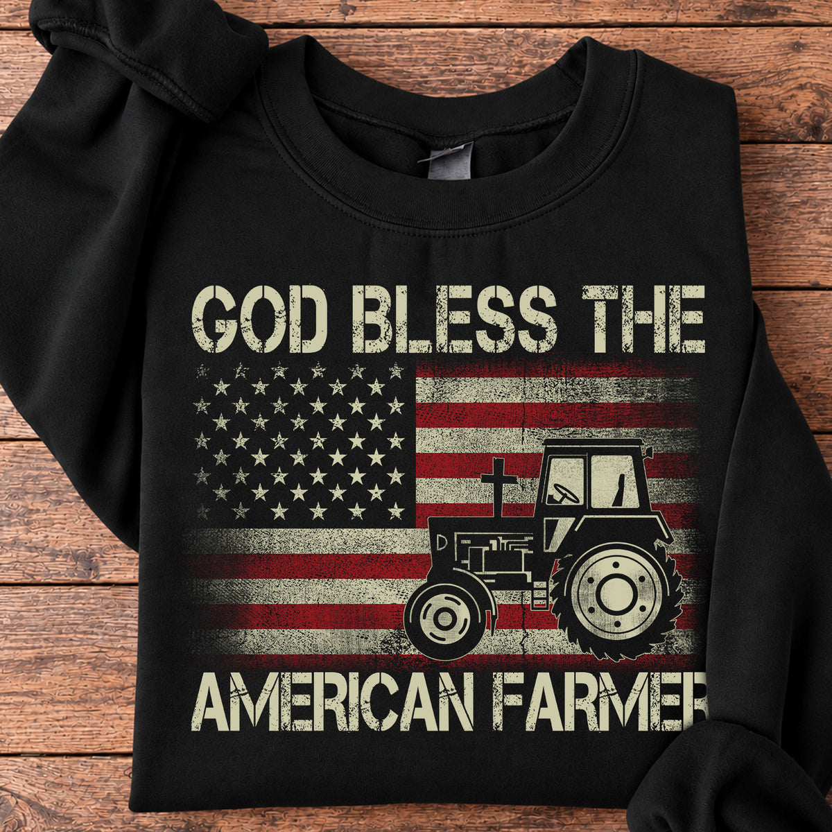 America Farmer Sweatshirt, God Bless The American Farmer Crewneck Sweatshirt Gift For Tractor Lovers