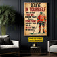 Personalized Motivational Hockey Canvas Painting, Believe In Yourself, Inspirational Quotes Wall Art Decor, Poster Gift For Hockey Lovers