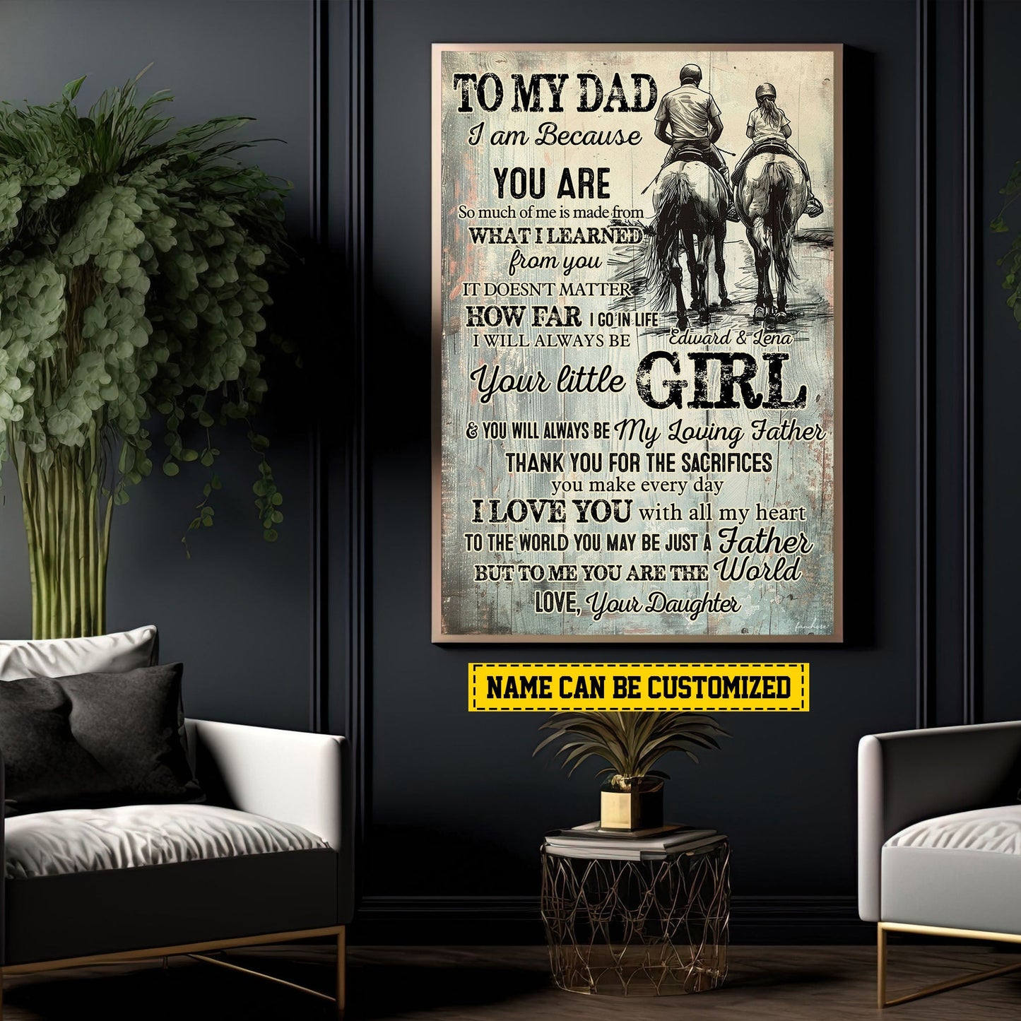 Personalized Motivational Horse Riding Canvas Painting, Inspirational Quotes Wall Art Decor, Father's Day Poster Gift For Horse Riding Lovers