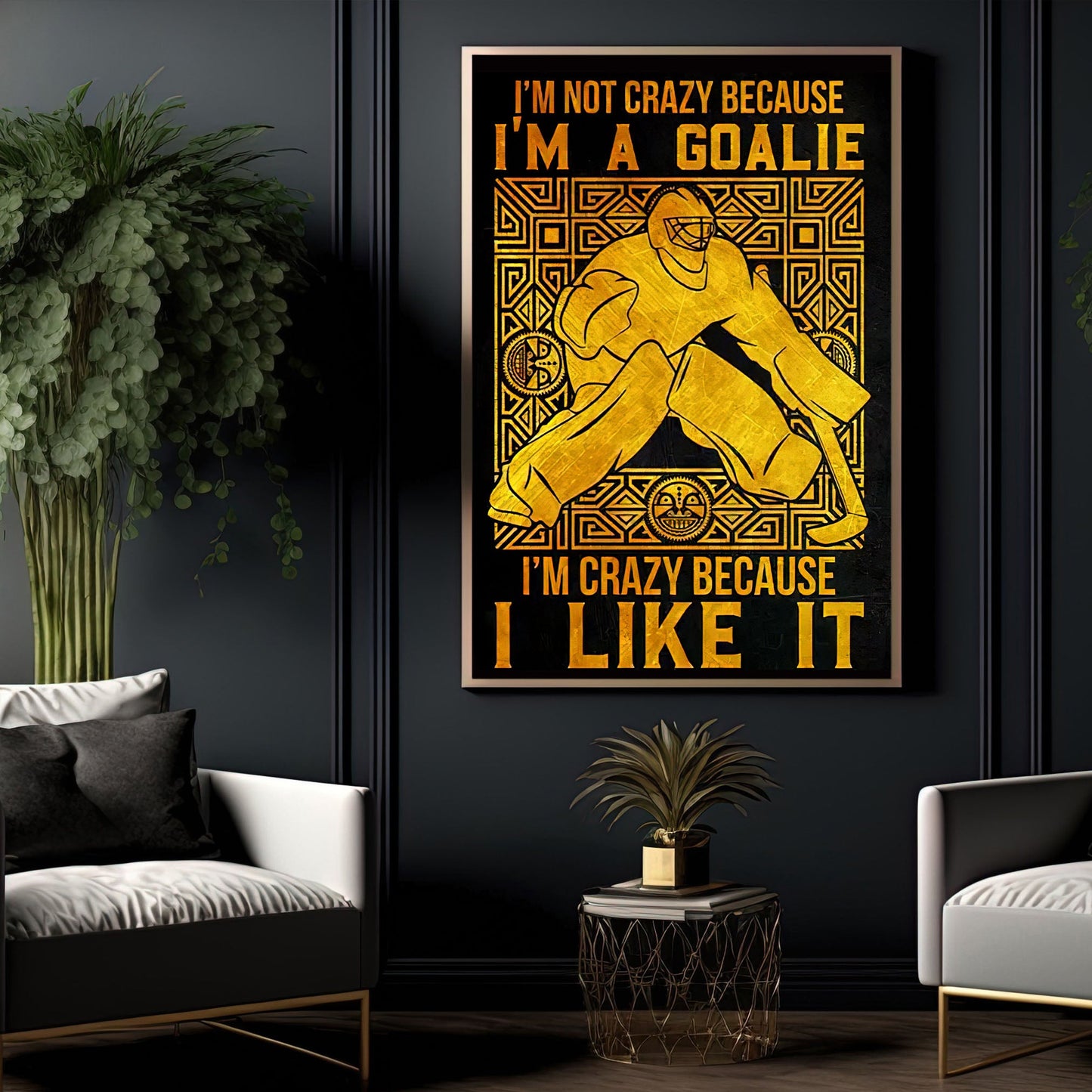 I'm Crazy Because I Like It, Motivational Canvas Painting, Inspirational Quotes Wall Art Decor - Poster Gift For Hockey Lovers