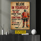 Personalized Motivational Hockey Canvas Painting, Believe In Yourself, Inspirational Quotes Wall Art Decor, Poster Gift For Hockey Lovers