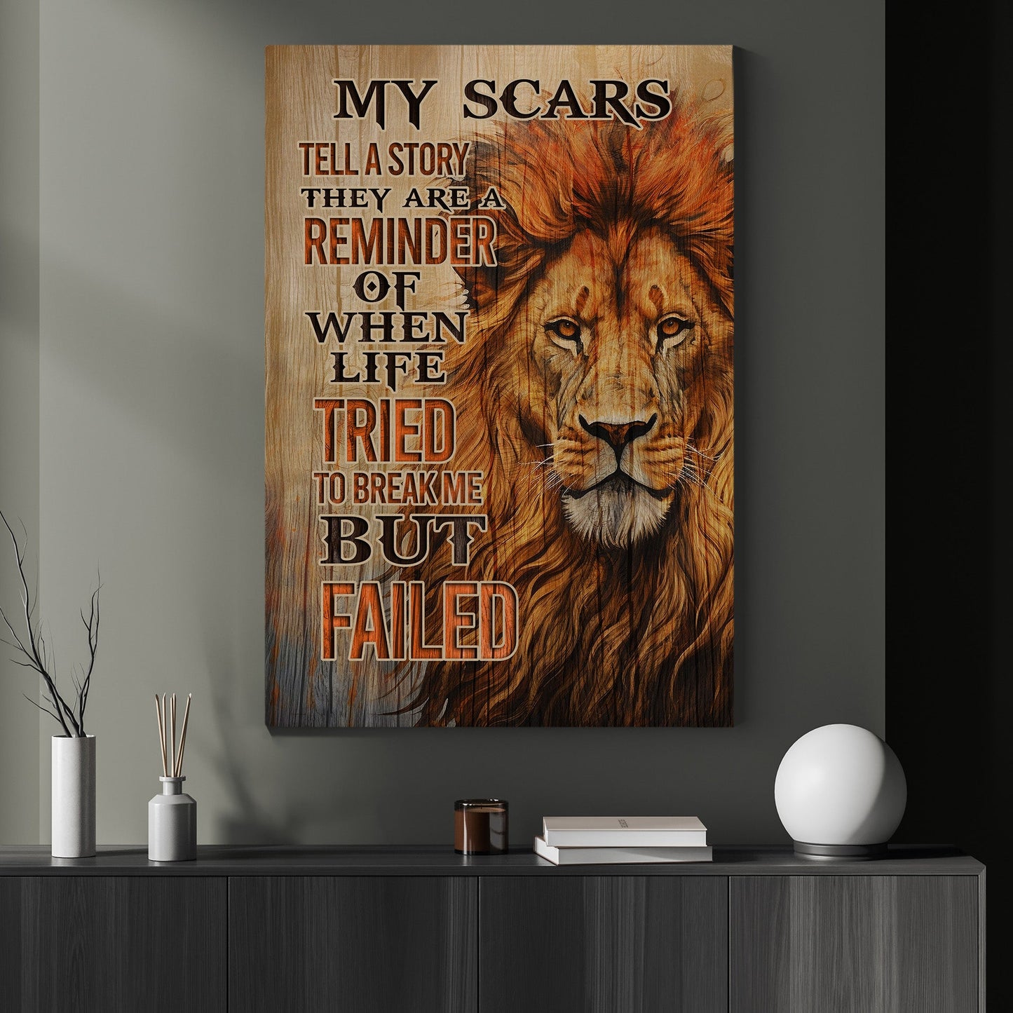 My Scars Tell A Story Reminder Me, Lion Canvas Painting, Wall Art Decor - Poster Gift For Lion Lovers