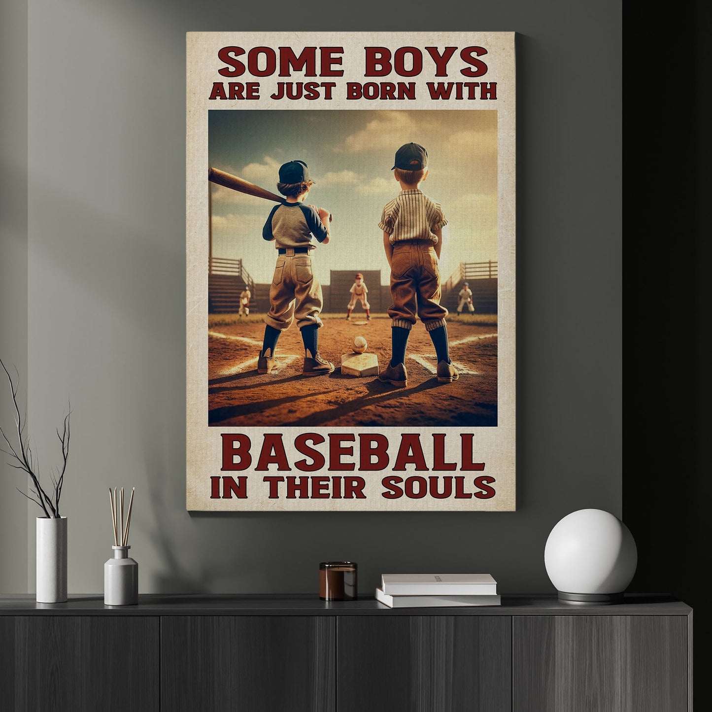 Some Boys Are Just Born With Baseball, Motivational Canvas Painting, Inspirational Quotes Wall Art Decor, Poster Gift For Baseball Lovers