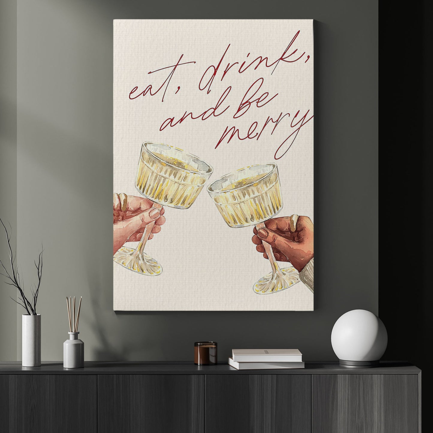 Eat Drink And Be Merry, Christmas Canvas Painting, Xmas Wall Art Decor - Christmas Poster Gift