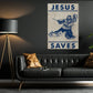 Jesus Saves, Motivational Canvas Painting, Inspirational Quotes Wall Art Decor - Poster Gift For Hockey Lovers