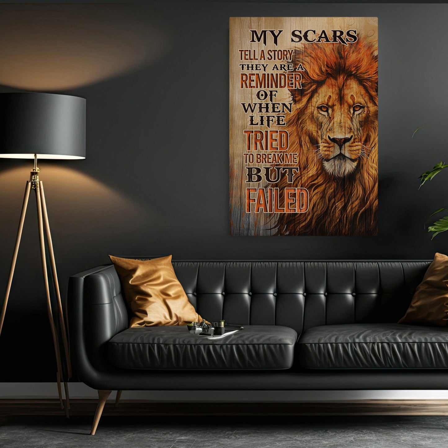 My Scars Tell A Story Reminder Me, Lion Canvas Painting, Wall Art Decor - Poster Gift For Lion Lovers