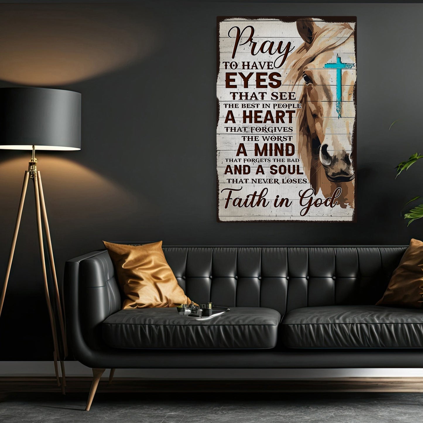 Pray To Have Eyes Heart Mind And Soul, Horse Canvas Painting, God Wall Art Decor - Poster Gift For Horse Lovers