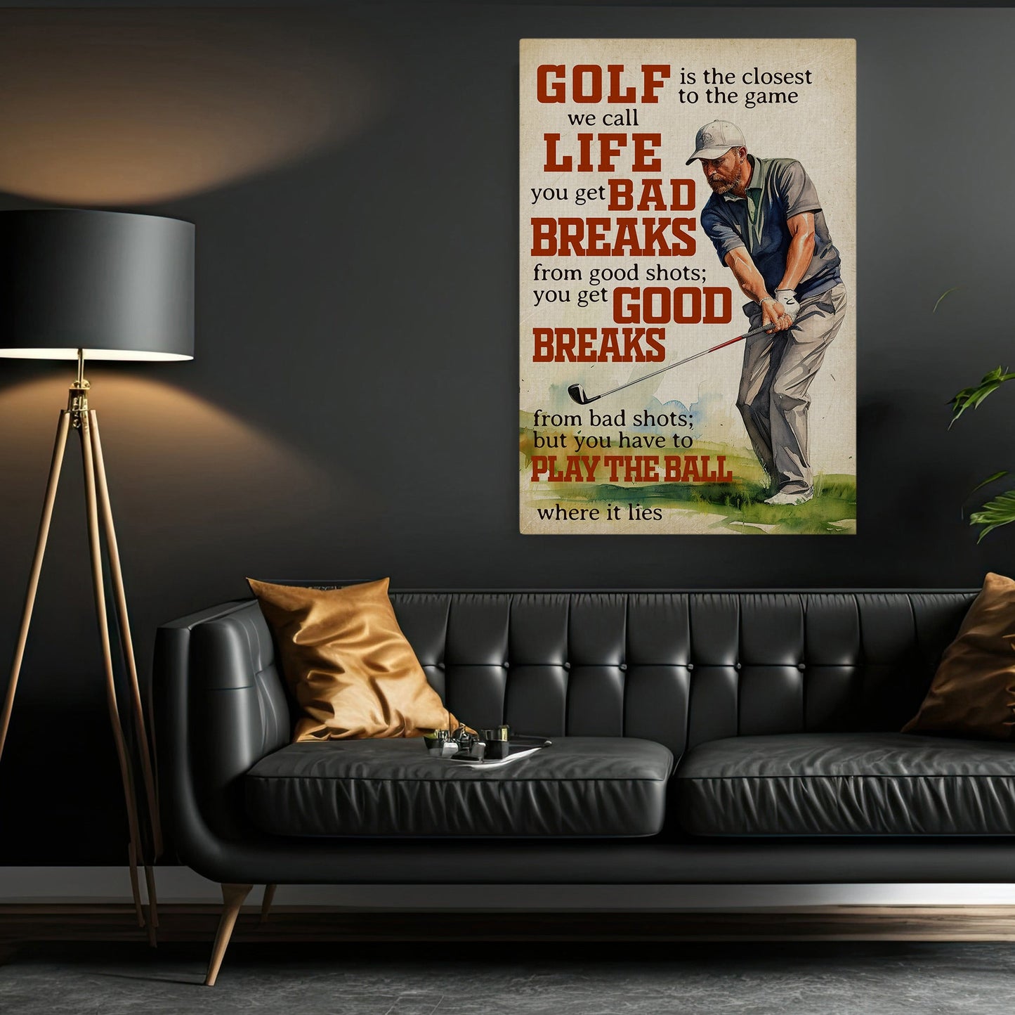 Play The Ball Where It Lies, Inspirational Golf Quotes Canvas Painting, Sports Wall Art Decor - Poster Gift For Golf Lovers