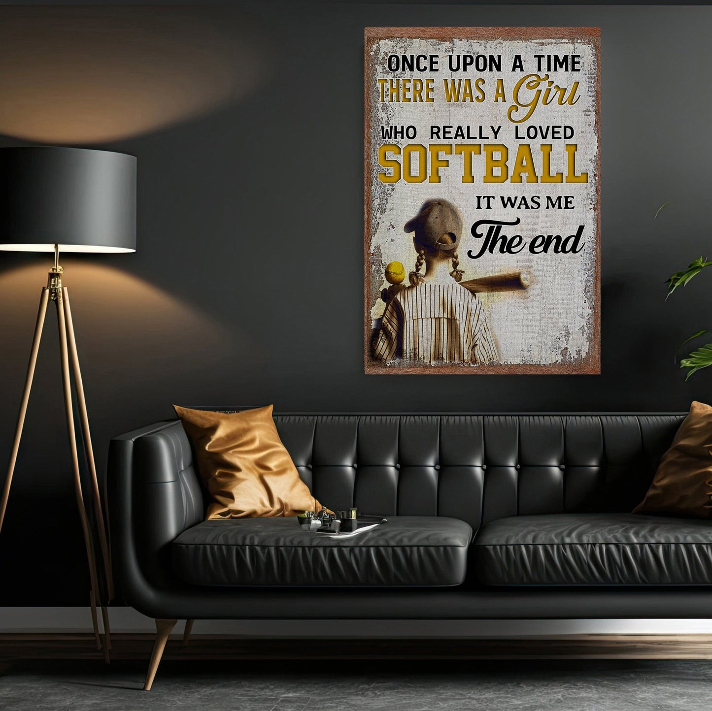 A Girl Who Really Loved Softball, Canvas Painting, Inspirational Quotes Wall Art Decor, Poster Gift For Softball Lovers