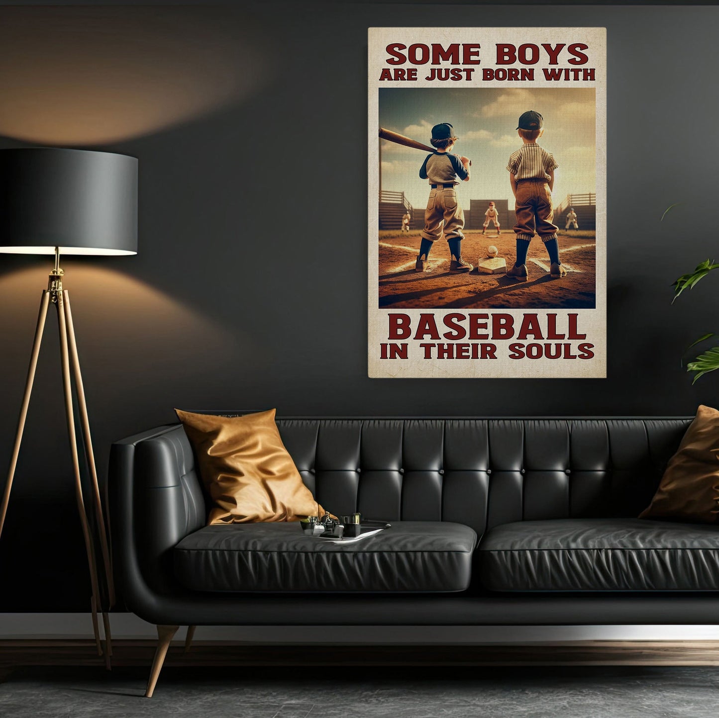 Some Boys Are Just Born With Baseball, Motivational Canvas Painting, Inspirational Quotes Wall Art Decor, Poster Gift For Baseball Lovers