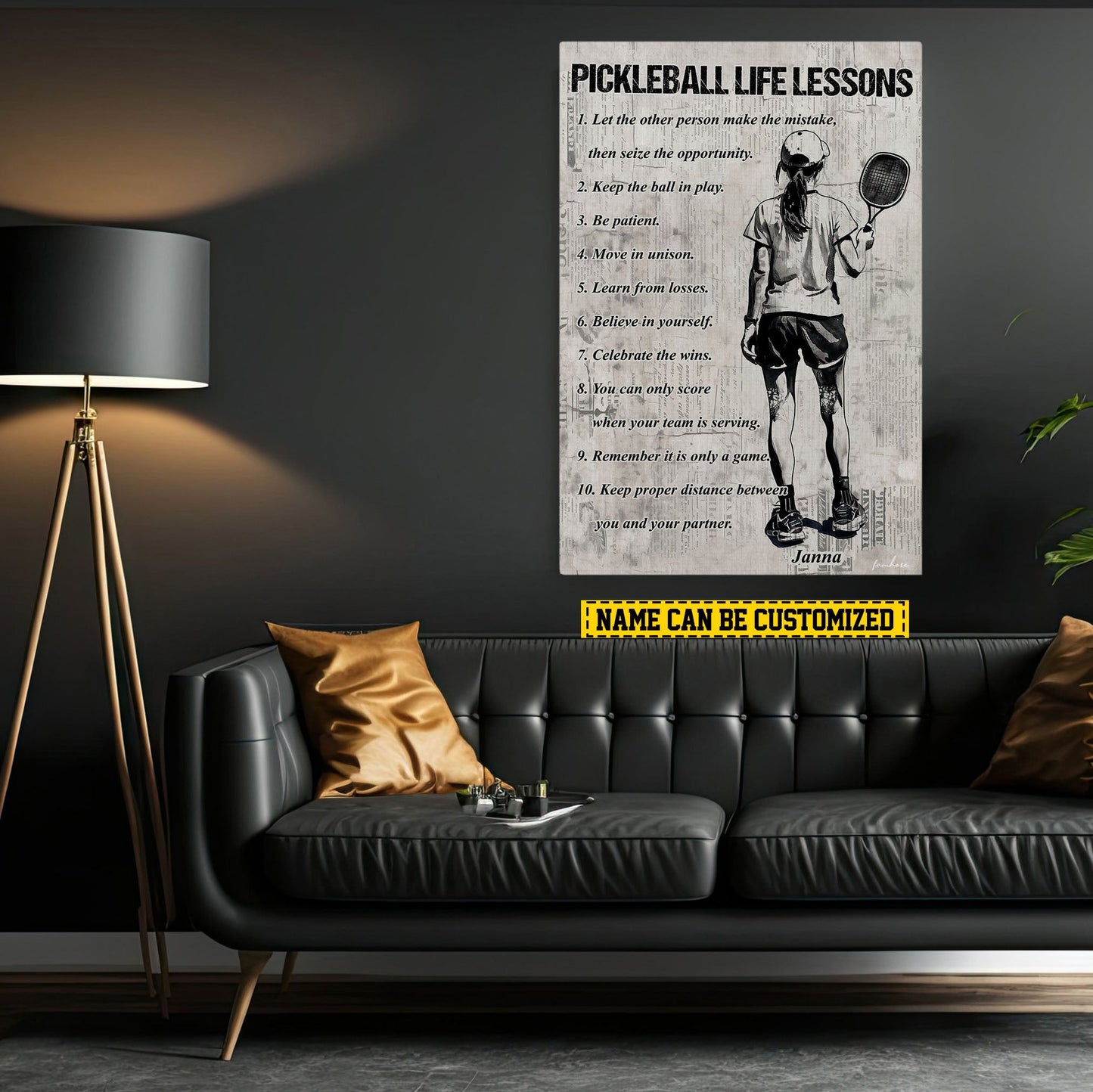 Pickleball Life Lessons, Motivational Pickleball Canvas Painting, Inspirational Quotes Wall Art Decor, Poster Gift For Pickleball Lovers