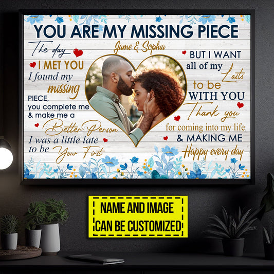 Personalized Gift For Wife, You Are My Missing Piece, Valentine's Day Couple Canvas Painting, Love Wall Art Decor - Valentines Poster Gift