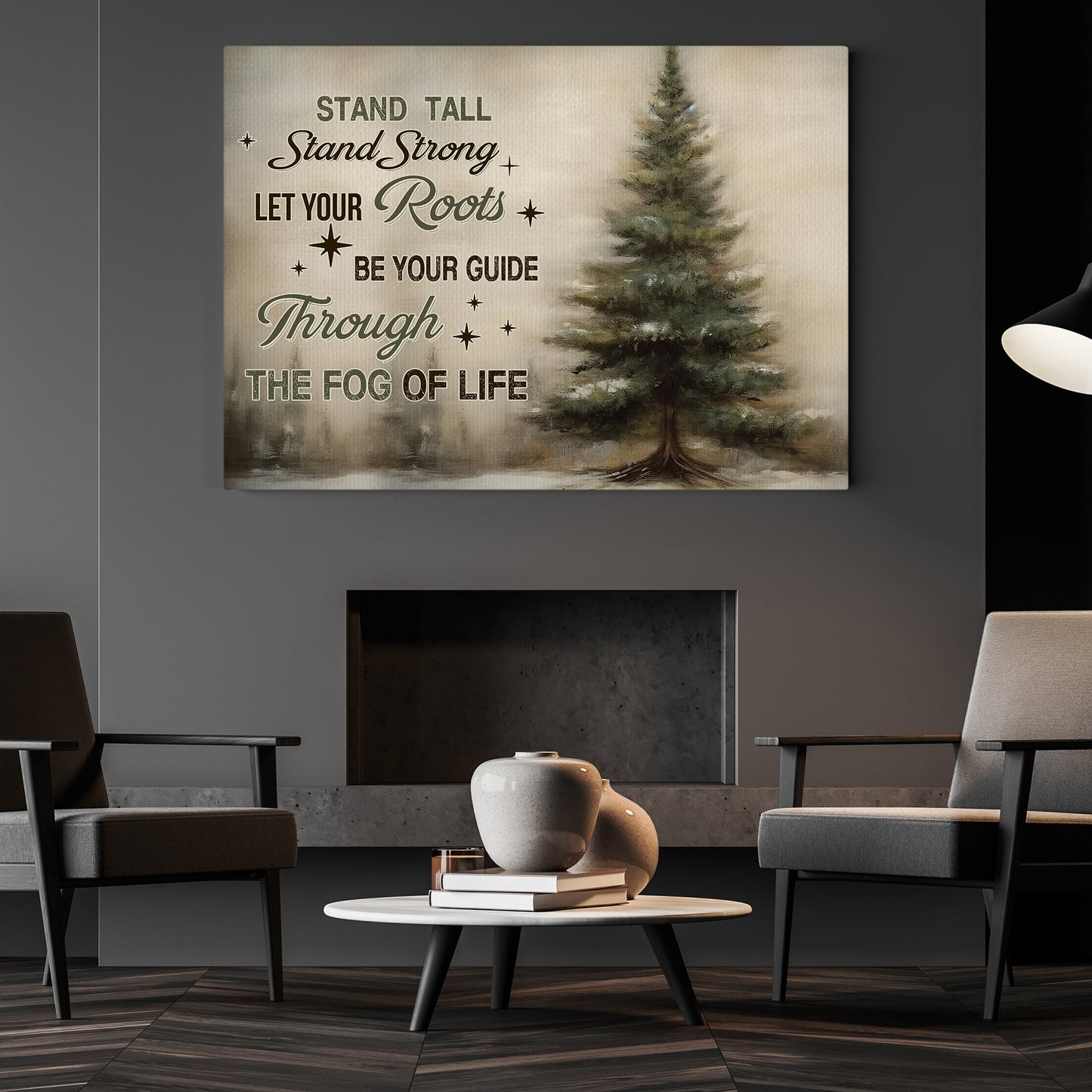 Stand Tall Stand Strong Your Roots Be Your Guide, Christmas Tree Canvas Painting, Xmas Wall Art Decor - Christmas Poster Gift