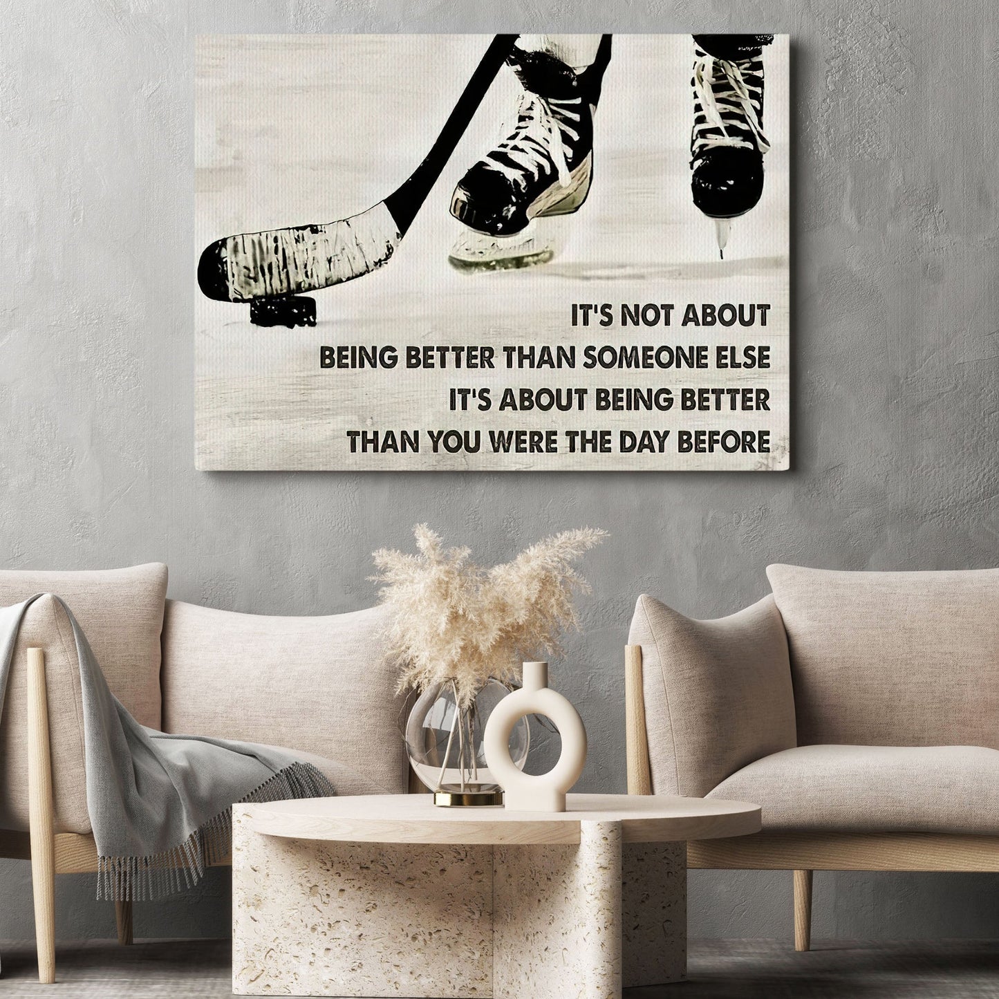 Better Than You Were The Day Before, Motivational Canvas Painting, Inspirational Quotes Wall Art Decor, Poster Gift For Hockey Lovers