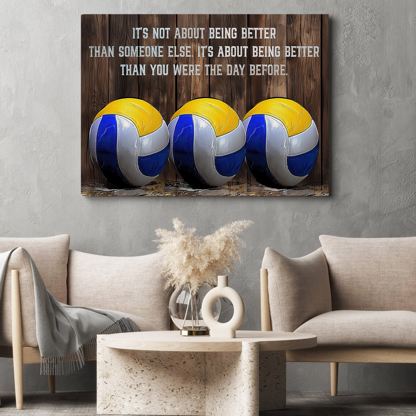 Motivational Volleyball Canvas Painting, Better Than You Were The Day Before, Inspirational Quotes Wall Art Decor, Poster Gift For Volleyball Lovers, Volleyball Players