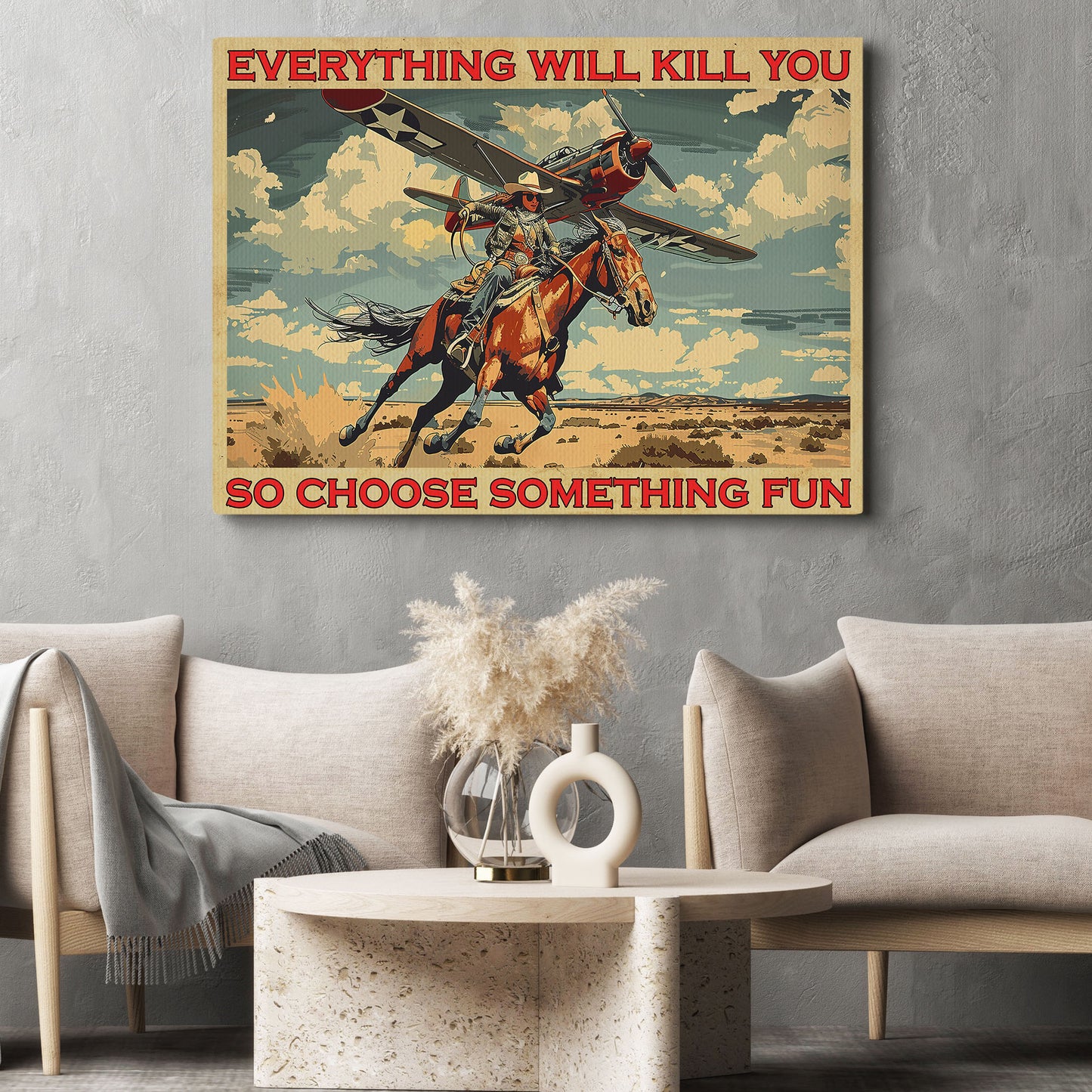 Choose Something Fun, Motivational Cowgirl Canvas Painting, Rodeo Quotes Wall Art Decor, Poster Gift For Cowgirl Lovers, Horse Lovers