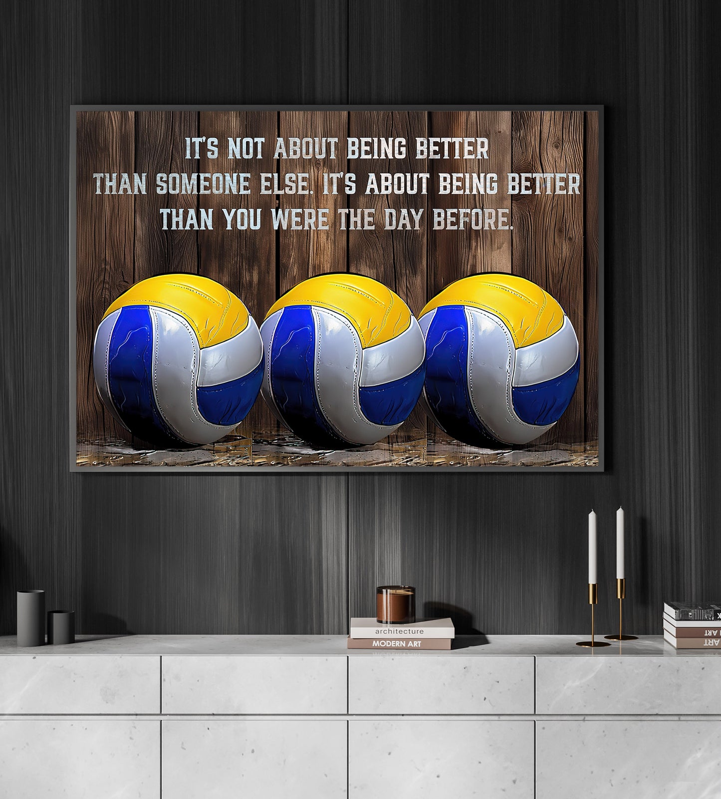 Motivational Volleyball Canvas Painting, Better Than You Were The Day Before, Inspirational Quotes Wall Art Decor, Poster Gift For Volleyball Lovers, Volleyball Players