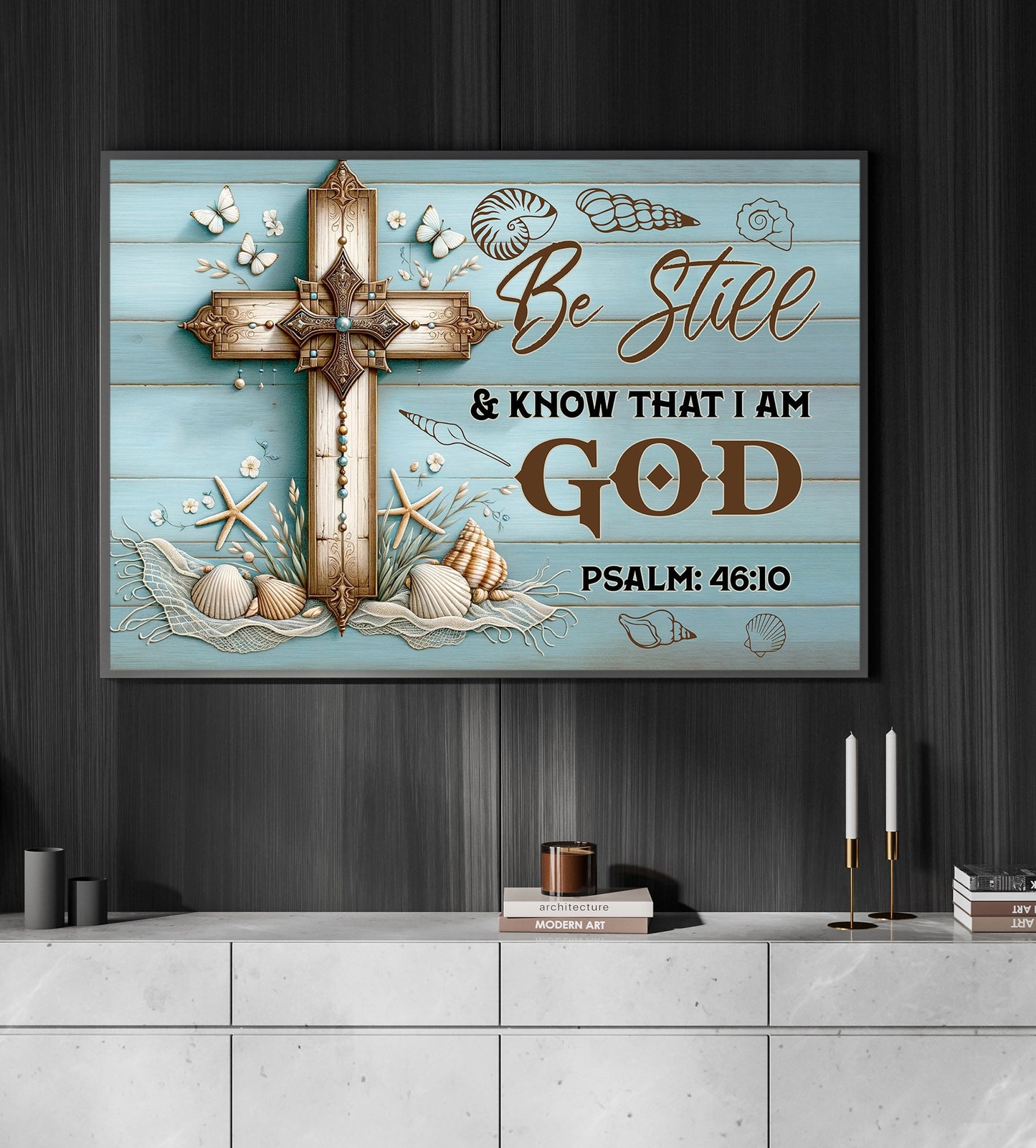 Be Still Know I'm God, God Canvas Painting, Inspirational Quotes Wall Art Decor, Poster Gift For Christian Lovers