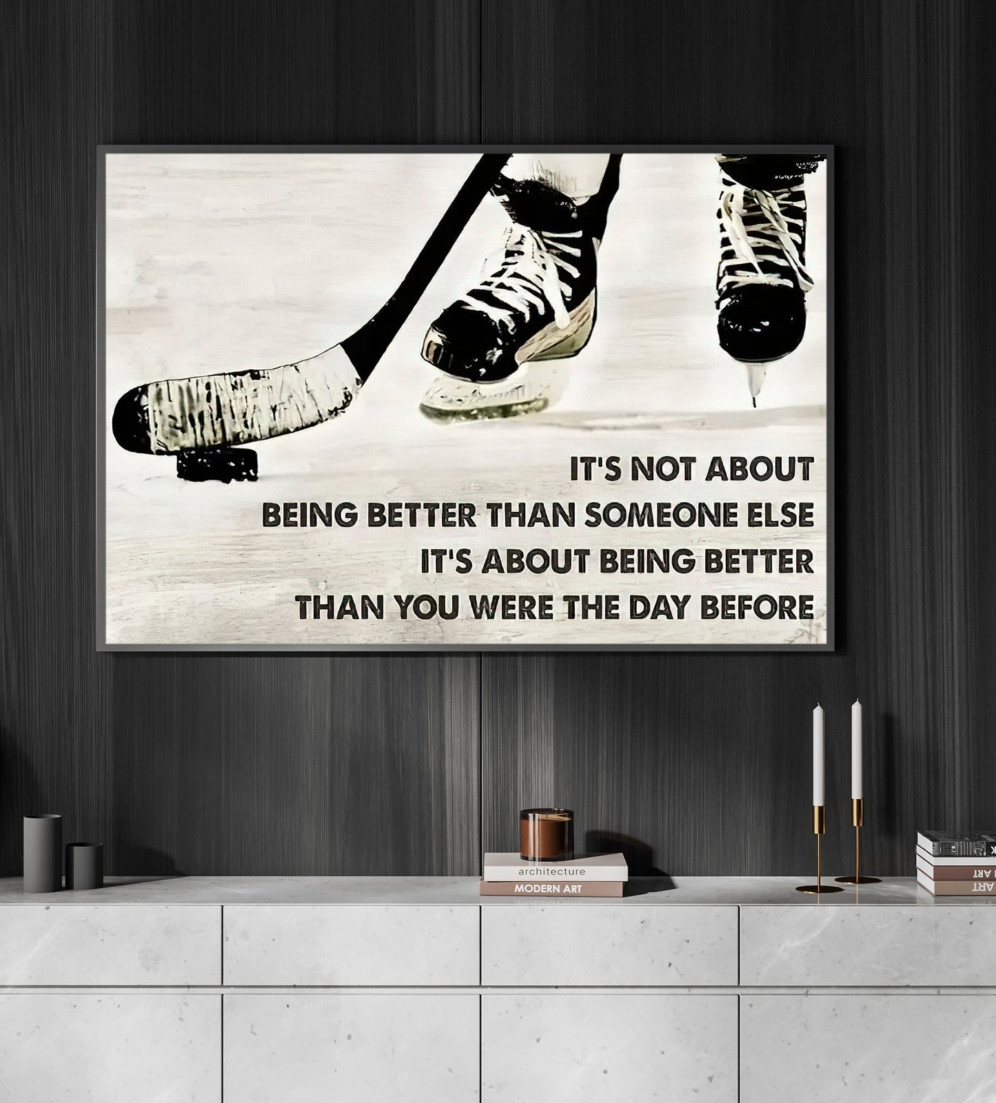 Better Than You Were The Day Before, Motivational Canvas Painting, Inspirational Quotes Wall Art Decor, Poster Gift For Hockey Lovers