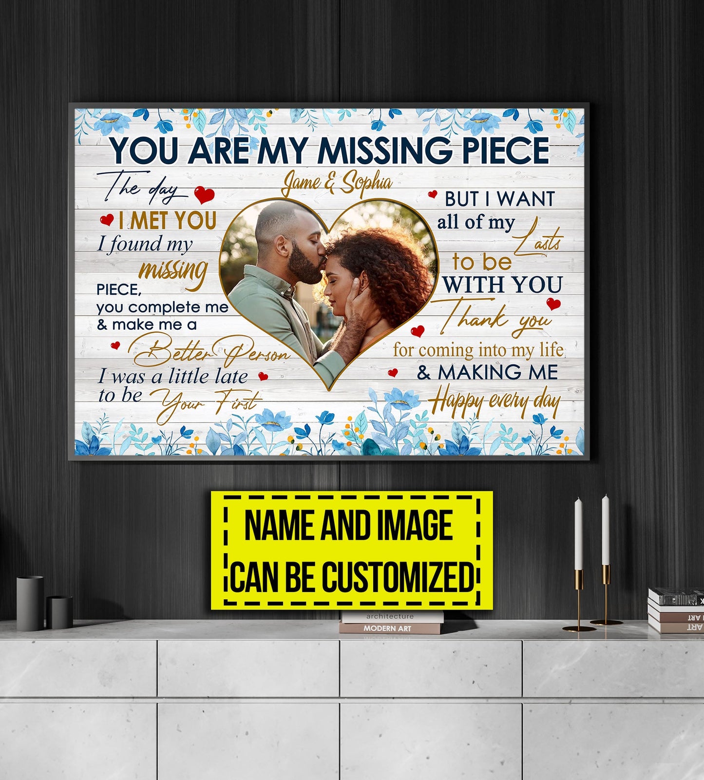 Personalized Gift For Wife, You Are My Missing Piece, Valentine's Day Couple Canvas Painting, Love Wall Art Decor - Valentines Poster Gift