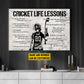 Cricket Life Lessons, Personalized Motivational Cricket Canvas Painting, Inspirational Quotes Wall Art Decor, Poster Gift For Cricket Lovers