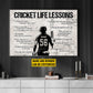 Cricket Life Lessons, Personalized Motivational Cricket Boy Canvas Painting, Inspirational Quotes Wall Art Decor, Poster Gift For Cricket Lovers